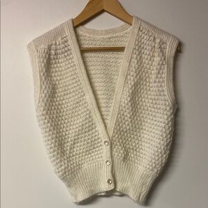 Vintage Hand Knit Women's Cream Sweater Vest